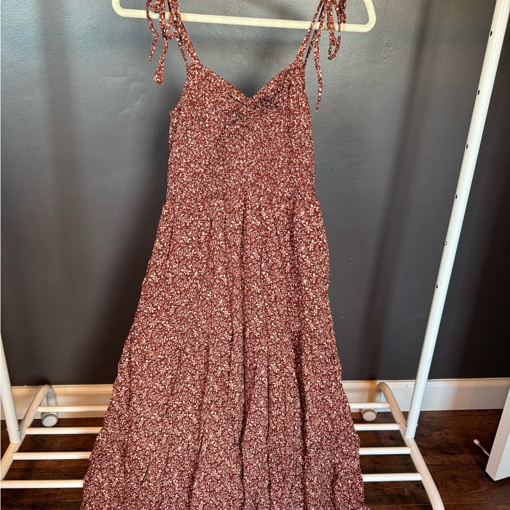 Madewell Burgundy Floral Maxi Dress